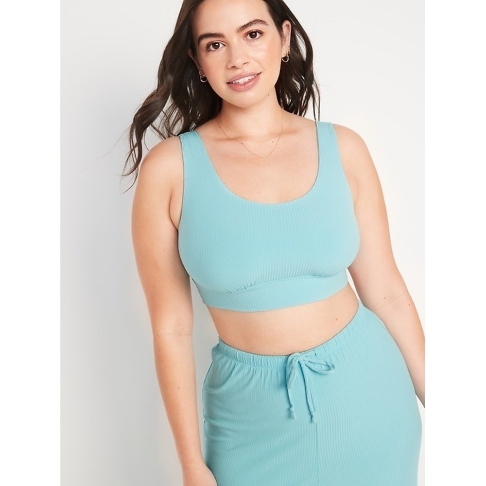 Old Navy Light Blue Sunday Sleep Ribbed Smocked Bralette XS